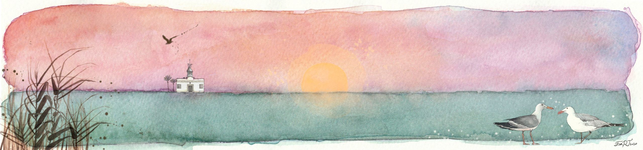 Mar y Faro al atardecer